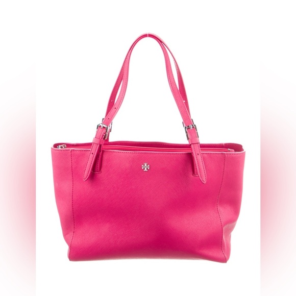 Tory Burch Saffino Emerson Leather Women Tote Carry Robinson Bag - Picture 2 of 9